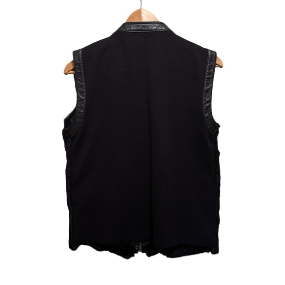 Nygard Ribbed Black Rabbit Fur Sweater Vest Full Zip Size Medium - Picture 3 of 9